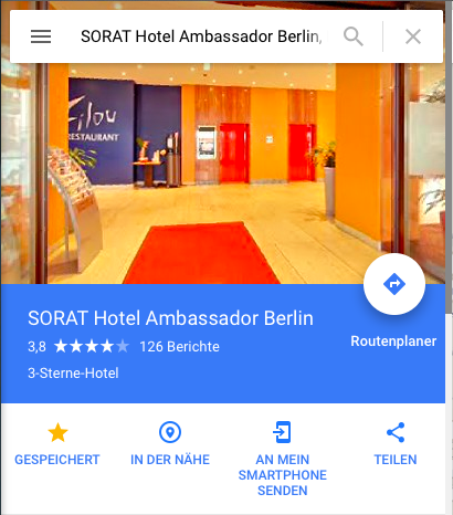 Das Sorat Hotel in Berlin bei Google Maps.